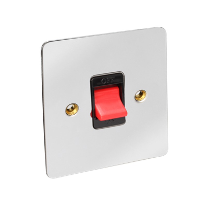 Flat Plate 45Amp Double Pole Switch Square Single Plate *Chrome/ - Click Image to Close